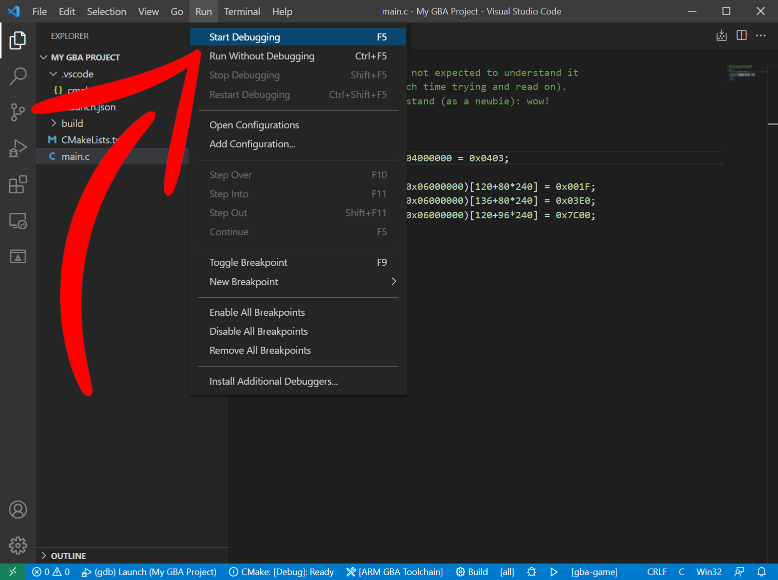 VSCode with the Start Debugging option